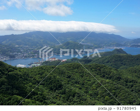 稲佐山展望公園の上空から長崎港を望む 稲佐山展望公園の上空から長崎港を望む 91780945