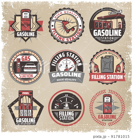 Vintage Colored Filling Station Labels Set 91781015