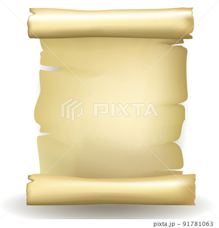 Ancient blank aged worn paper scroll 91781063