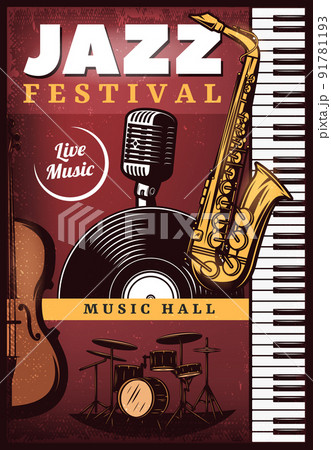 Vintage Colored Jazz Music Poster 91781193