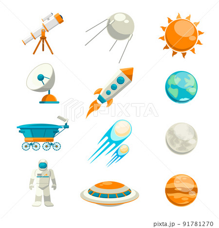 Vector flat space icon set Vector flat space icon set 91781270