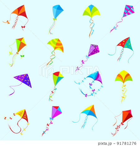 Vector color kite set Vector color kite set 91781276