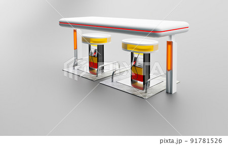 3D fuel service stations mock up designed at night scene 3D fuel service stations mock up designed at night scene 91781526