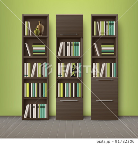 Brown wooden bookcases 91782306