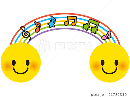 虹,梅雨,音楽,音符,星,スマイル,楽しい,虹色,架け橋,晴れ間,天気,気象,アーチ,橋,雲,プリズ 91782359