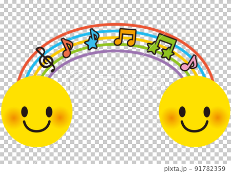 虹,梅雨,音楽,音符,星,スマイル,楽しい,虹色,架け橋,晴れ間,天気,気象,アーチ,橋,雲,プリズ 91782359