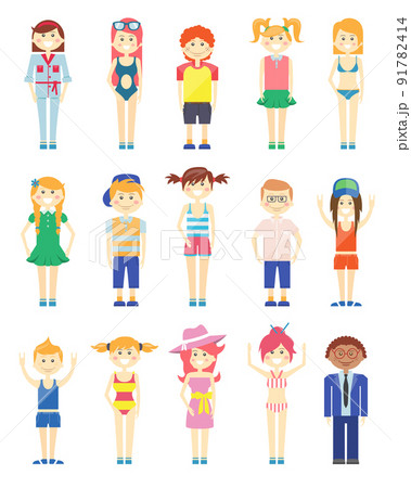 Various Smiling Boys and Girls Graphics 91782414
