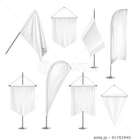 Pennants Flags Realistic Set Pennants Flags Realistic Set 91782940