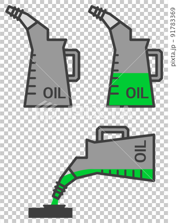 Illustration of putting lubricating oil in an oil jug and changing the oil 91783369