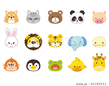 様々な動物の顔のアイコン お面のイラスト素材 様々な動物の顔のアイコン お面のイラスト素材