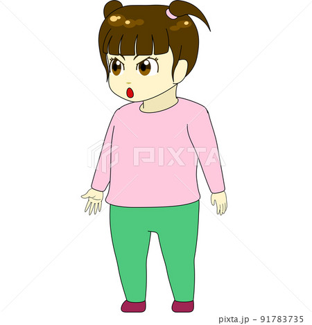 ちびキャラのイラスト(女性・横向き) ちびキャラのイラスト(女性・横向き) 91783735