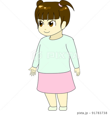 ちびキャラのイラスト（女性・横向き） 91783738