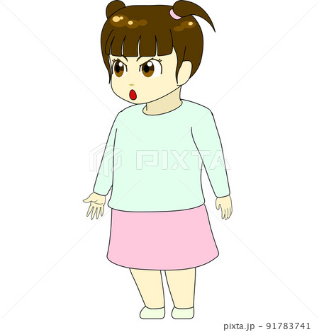 ちびキャラのイラスト(女性・横向き) ちびキャラのイラスト(女性・横向き) 91783741