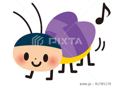 スズムシ,コオロギ,昆虫,虫,虫取り,秋,音符,すずむし,かわいい,生き物,夏 91785170