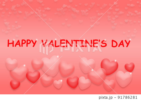 Happy Valentine's day text on red gradient background with hearts. Romantic greeting. Happy Valentine's day text on red gradient background with hearts. Romantic greeting. 91786281