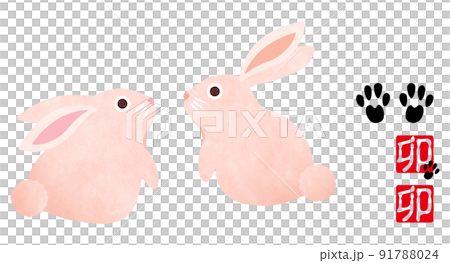 New Year's card material New Year's card Rabbit Rabbit baby rabbit 91788024