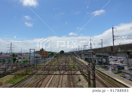 JR宇都宮線(東北本線)、黒磯駅のホーム側(東京方面の風景) JR宇都宮線(東北本線)、黒磯駅のホーム側(東京方面の風景) 91788683