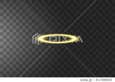 Golden halo angel ring. Isolated on transparent background, vector illustration 91788693