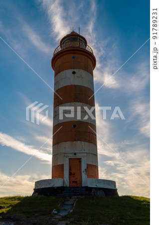 Russia. June 7, 2022. Lighthouse on the island of Gogland in the Gulf of Finland. Russia. June 7, 2022. Lighthouse on the island of Gogland in the Gulf of Finland. 91789231