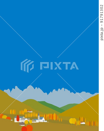 サンタ・マッダレーナ　santa　maddalena　ドロミーティ　dolomiti　イタリア　秋 91791302