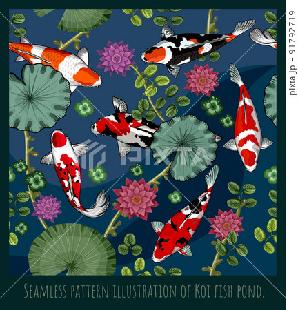 Seamless pattern illustration koi fish in the pond. 91792719