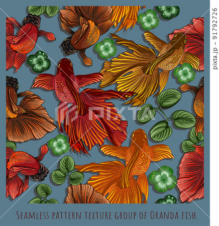 Seamless pattern illustration fish in the pond. 91792726