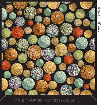 Seamless pattern abstract antique coins shape art. 91792898