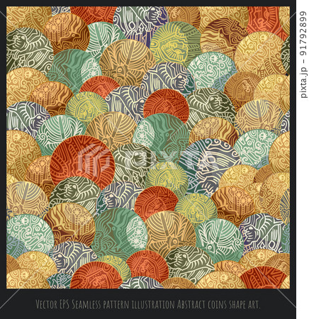 Seamless pattern abstract antique coins shape art. 91792899