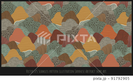 Seamless pattern illustration Japanese mountain abstract shape art. Seamless pattern illustration Japanese mountain abstract shape art. 91792905