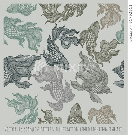 Seamless pattern art fighting fish. Seamless pattern art fighting fish. 91792911