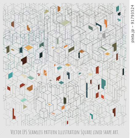 Seamless pattern lined puzzle cubic shape art. Seamless pattern lined puzzle cubic shape art. 91793524