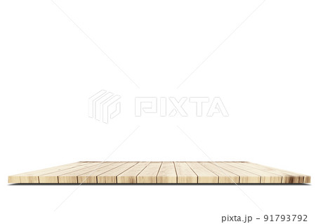 Top of wood balcony table with seascape white background Top of wood balcony table with seascape white background 91793792