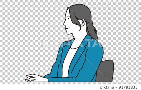 Asian business woman listening at a meeting Asian business woman listening at a meeting 91793833