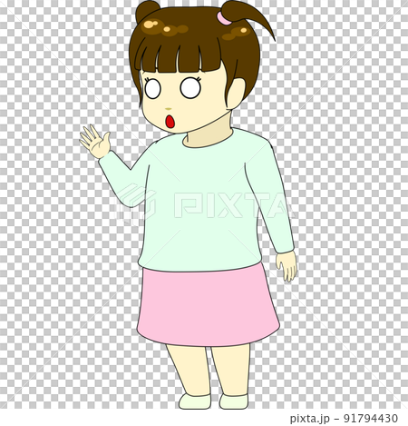 Chibi character illustration (female, sideways) 91794430