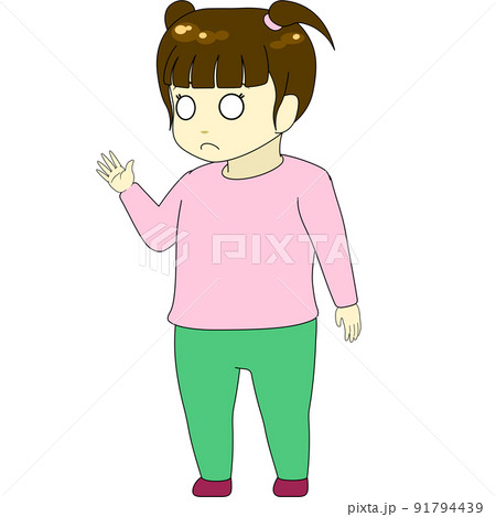 ちびキャラのイラスト（女性・横向き） 91794439