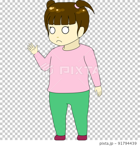ちびキャラのイラスト（女性・横向き） 91794439