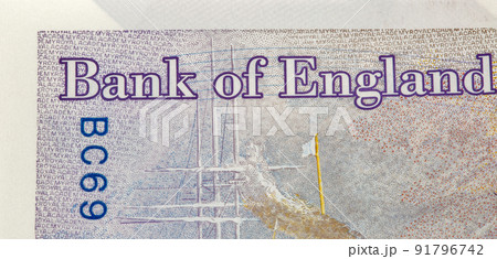 British twenty pounds banknote fragment closeup 91796742