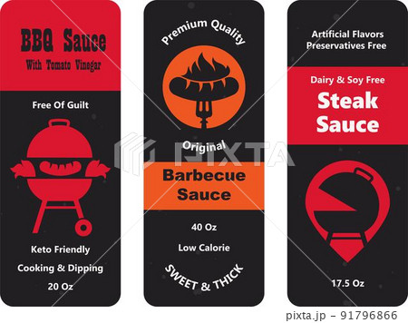 Barbeque sauce, steak dipping, keto friendly label 91796866