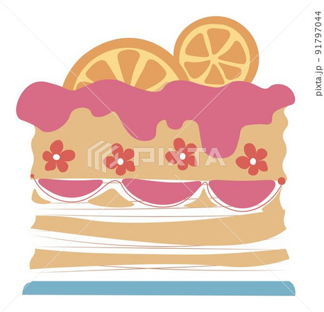 Delicious cake with cream and orange slices vector 91797044