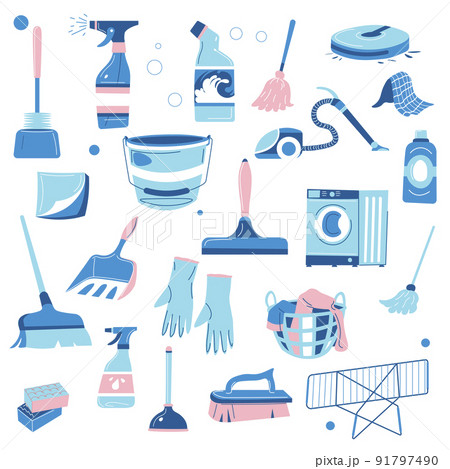 Cleaning detergents and appliances for home set 91797490