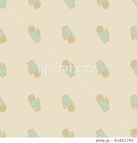 Football glove sketch seamless pattern. Vintage element of goalkeeper in hand drawn style. 91801795
