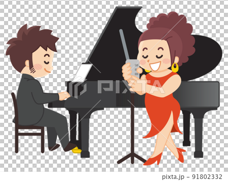 爵士樂表演爵士歌手和爵士鋼琴家 91802332