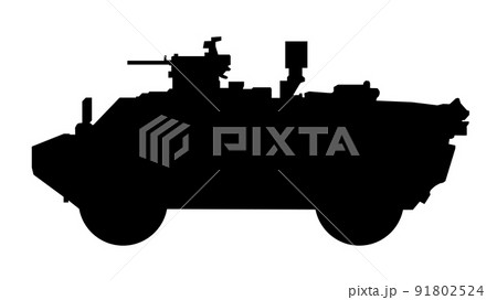 Combat fighting vehicle silhouette. LGS Fennek 2000 Germany. Black military battle machine vector icon, modern army transport. 91802524