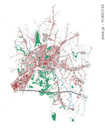 Vicenza map. Detailed map of Vicenza city administrative area. Cityscape urban panorama. 91802536