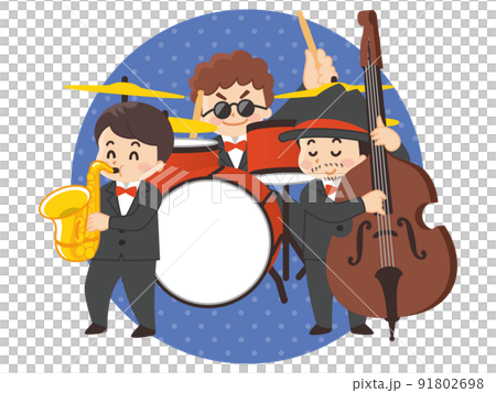 爵士樂隊薩克斯手鼓手貝斯手演奏 91802698