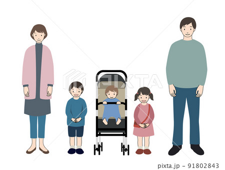 楽しそうに笑顔で正面を向いている家族のセット 楽しそうに笑顔で正面を向いている家族のセット 91802843