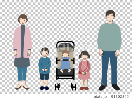 楽しそうに笑顔で正面を向いている家族のセット 楽しそうに笑顔で正面を向いている家族のセット 91802843