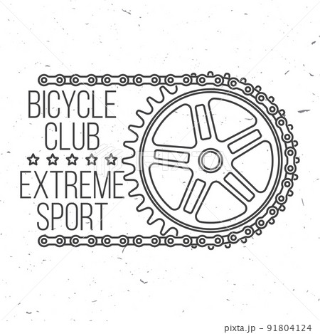 Bicycle Club. Vector illustration. Concept for shirt or logo, print, stamp or tee. Vintage line art design with cycling Gear and chain silhouette. Extreme sport. Bicycle Club. Vector illustration. Concept for shirt or logo, print, stamp or tee. Vintage line art design with cycling Gear and chain silhouette. Extreme sport. 91804124