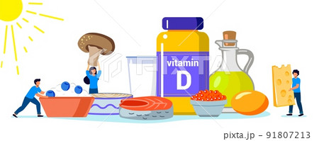 Vitamin D vector illustration Healthy eating and diet supplement Vitamin D vector illustration Healthy eating and diet supplement 91807213