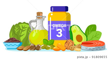 Omega 3 fat concept Food supplement and health care Omega 3 fat concept Food supplement and health care 91809655